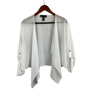 C. Wonder Christian Siriano XS White Sheer Open Front Cardigan With Gold Button